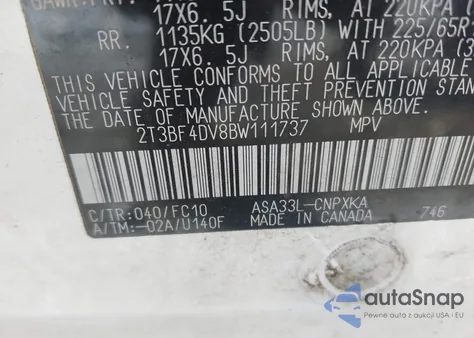 2011 Toyota Rav4 z USA, uszkodzony, nr VIN 2T3BF4DV8BW111737